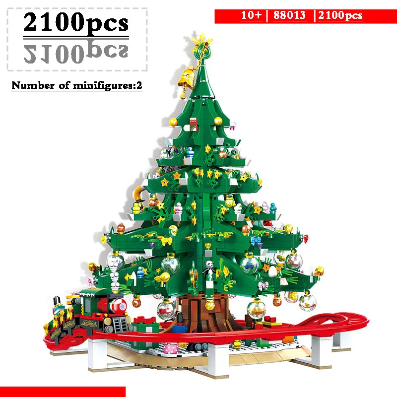 

New Building Blocks Christmas Tree Reindeer Gingerbread House Model Set Toy City Winter Village Train Santa Claus Elk New Year