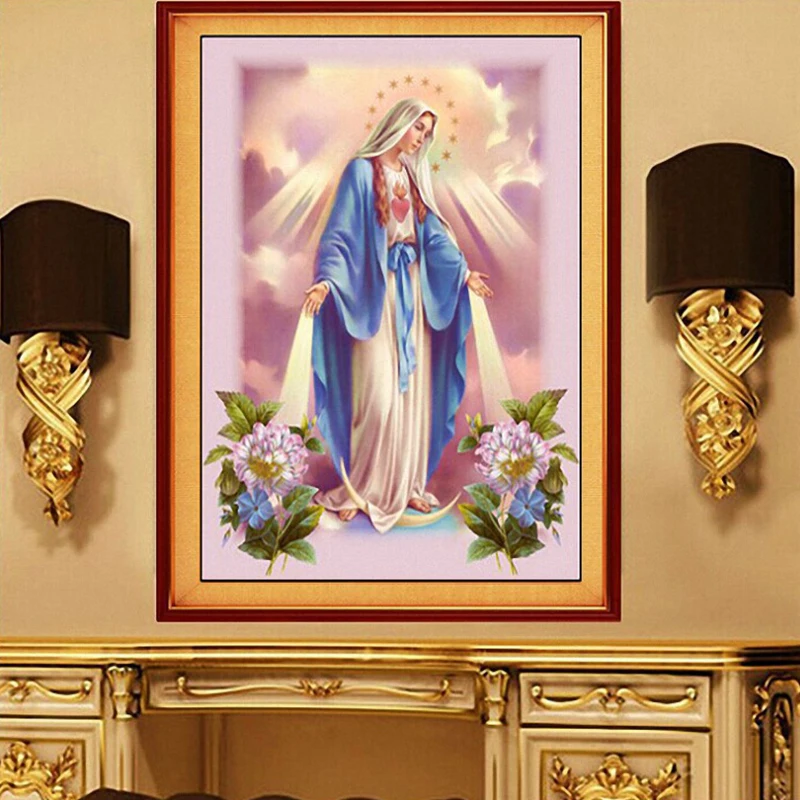 

Christ Jesus Virgin Mary 5D Diamond Painting Full Diamond Embroidery Living Room Office Home Decor Diamond Cross Stitch Kits