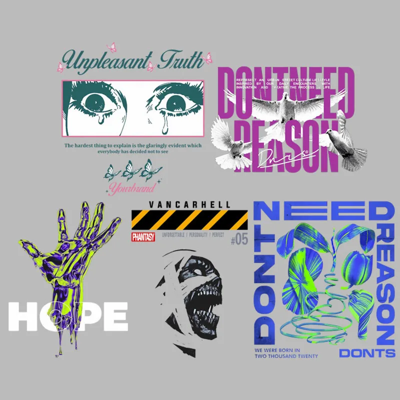 Оригинальные художественные надписи HOPE DTF теплопередающие наклейки нашивки для