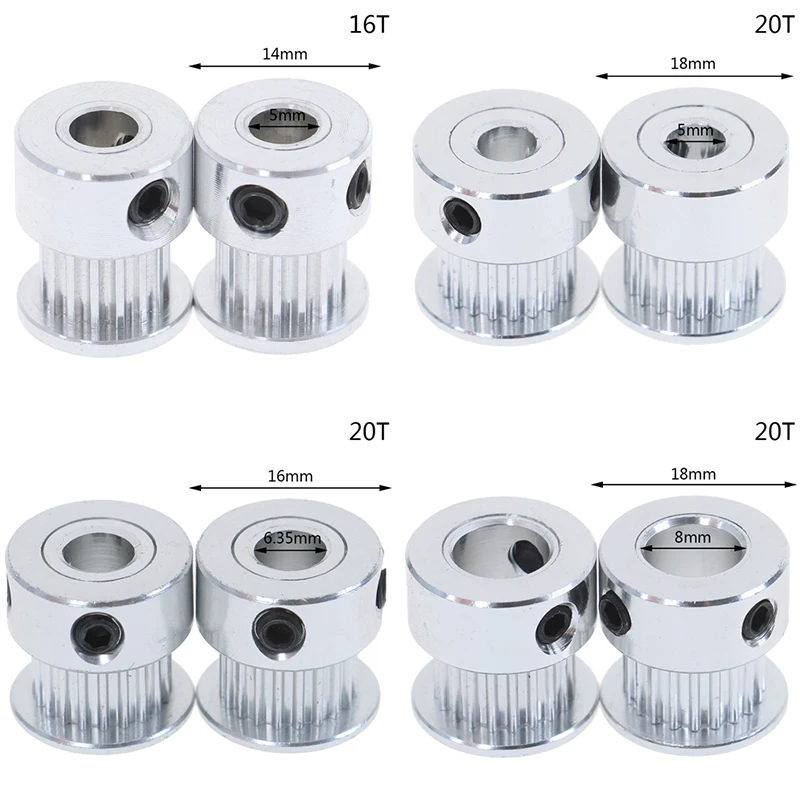 

2Pcs 16T/20T GT2 Timing Pulley 5/6.35/8mm Bore For Belt Reprap 3D Printer Part Widely used in Milling machine, Drilling machine