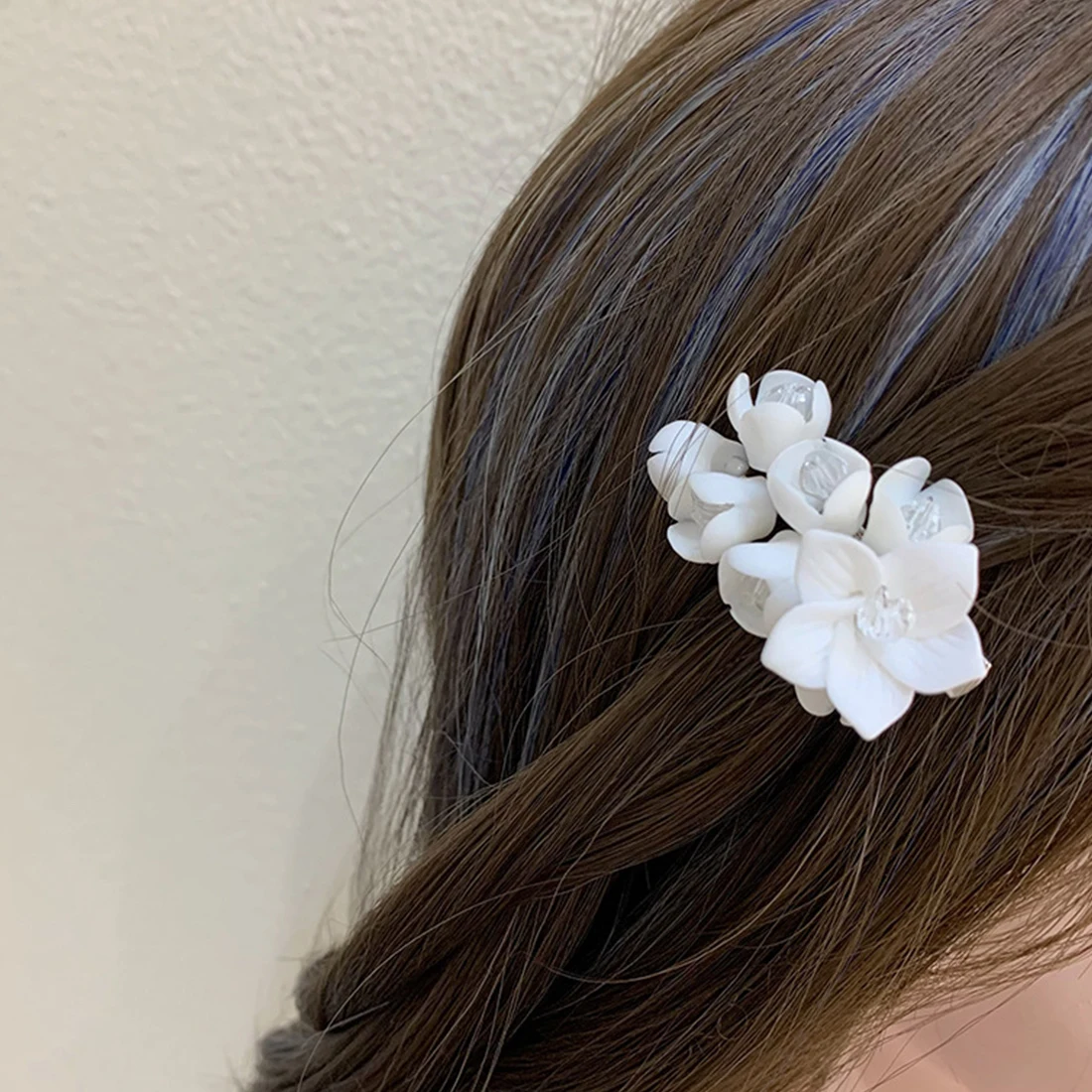 

French Style Acrylic Retro White Jasmine Flower Hair Clips Accessories Light Luxury Sweet Side Clamp Hairpin Hair Accessories