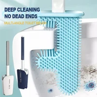 no dead angle cactus toilet brush leak proof water belt base flat head flexible soft brush with quick drying bracket set