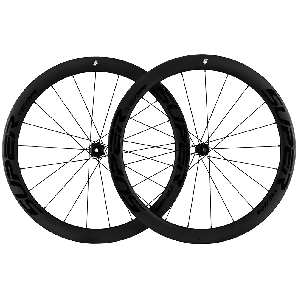 Фото SUPERTEAM 700C Карбоновая колесная пара дисковых тормозов UCI Качественный карбоновый обод Бескамерные/Клинчерные колеса для шоссейного велосипеда HG/XDR №3