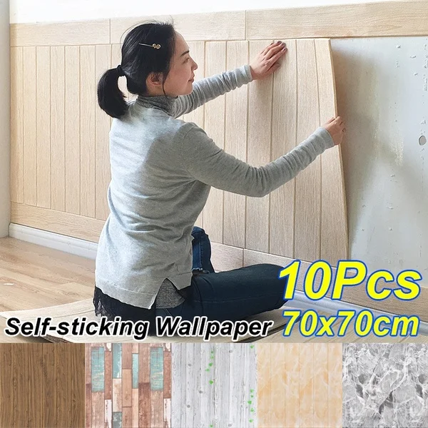 

3D Wallpaper Self Adhesive Woodr Grain Wall Sticker Soft Package Kindergarten Walls Decoration Waterproof Foam Wall Sticker