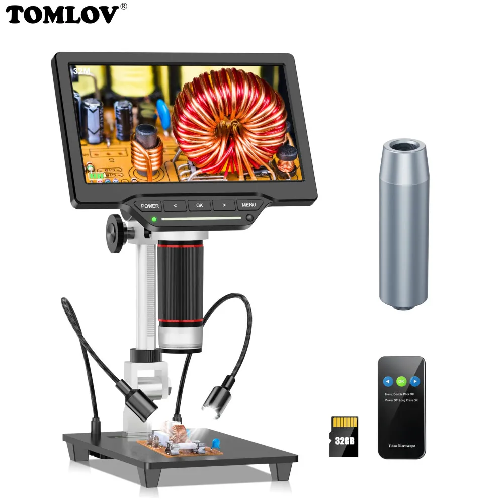 

TOMLOV 7" 32GB Digital Microscope High Definition Industrial Inspection Mobile Phone Maintenance Magnifying Electron Microscope