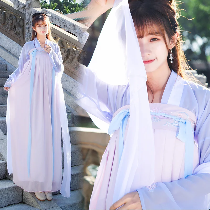 

New 2022 Hanfu Suit Female Flower God Fu Canghai Fu Waist Embroidered Skirt Hanfu Women Traditional Chinese Clothing For Women