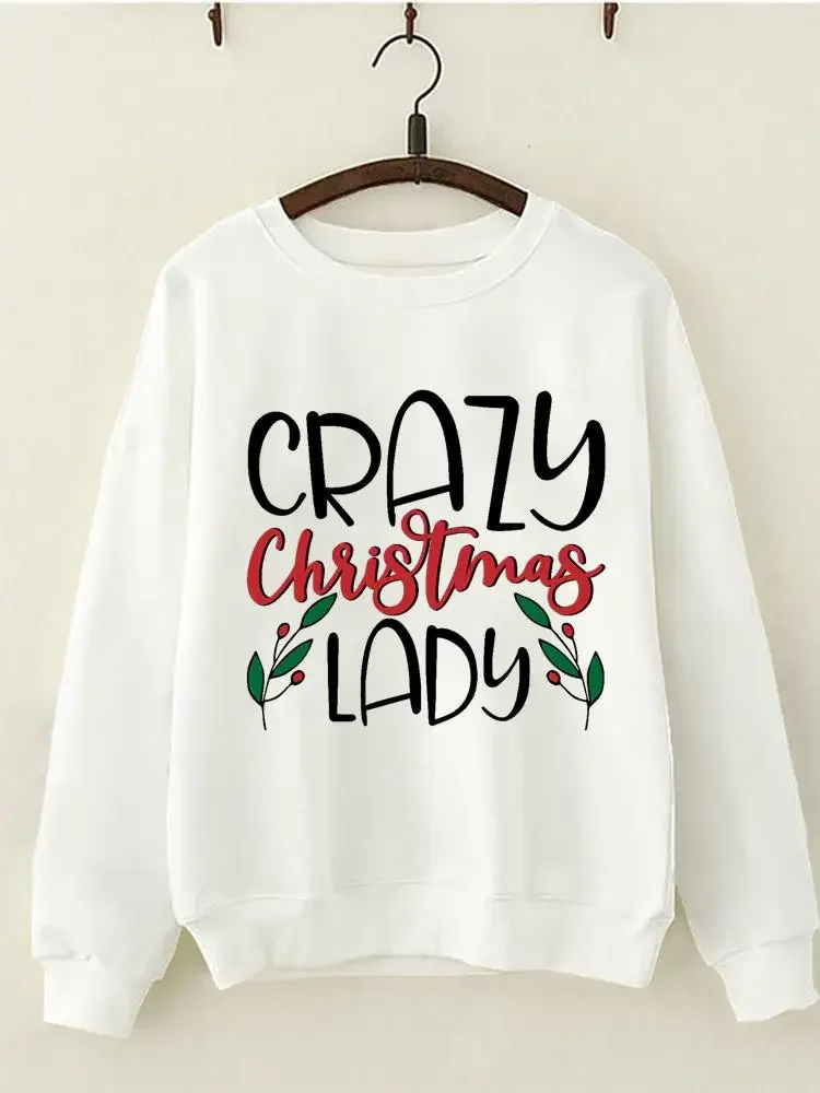 

Модная Рождественская праздничная одежда с надписью, новый год, повседневные свитшоты с графическим принтом, женская одежда, пуловеры