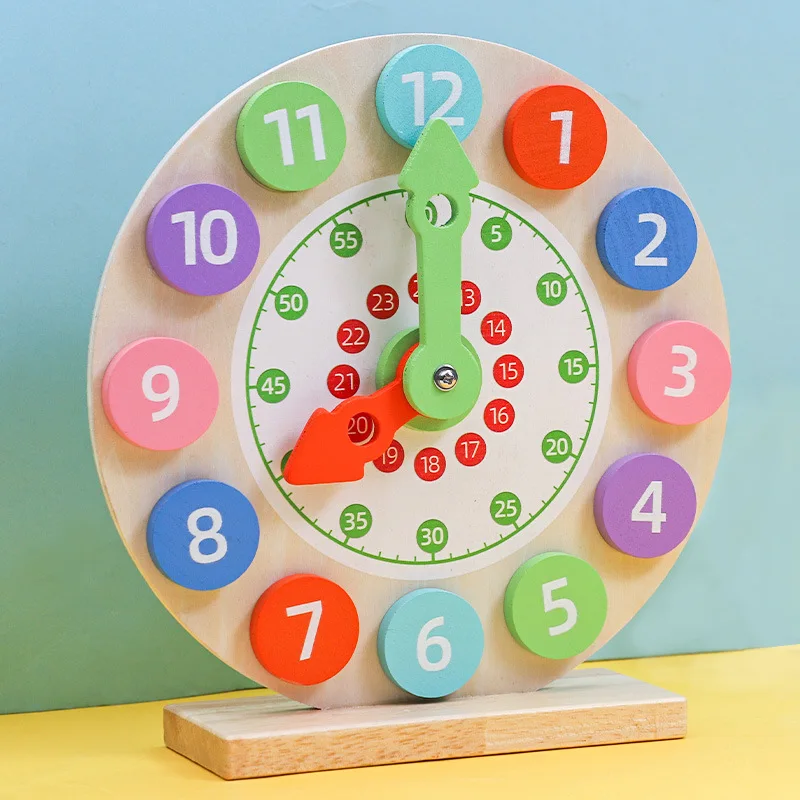 

Children Montessori Clock Educational Toys Hour Minute Second Cognition Colorful Clocks Toys Kids Early Preschool Teaching Aids
