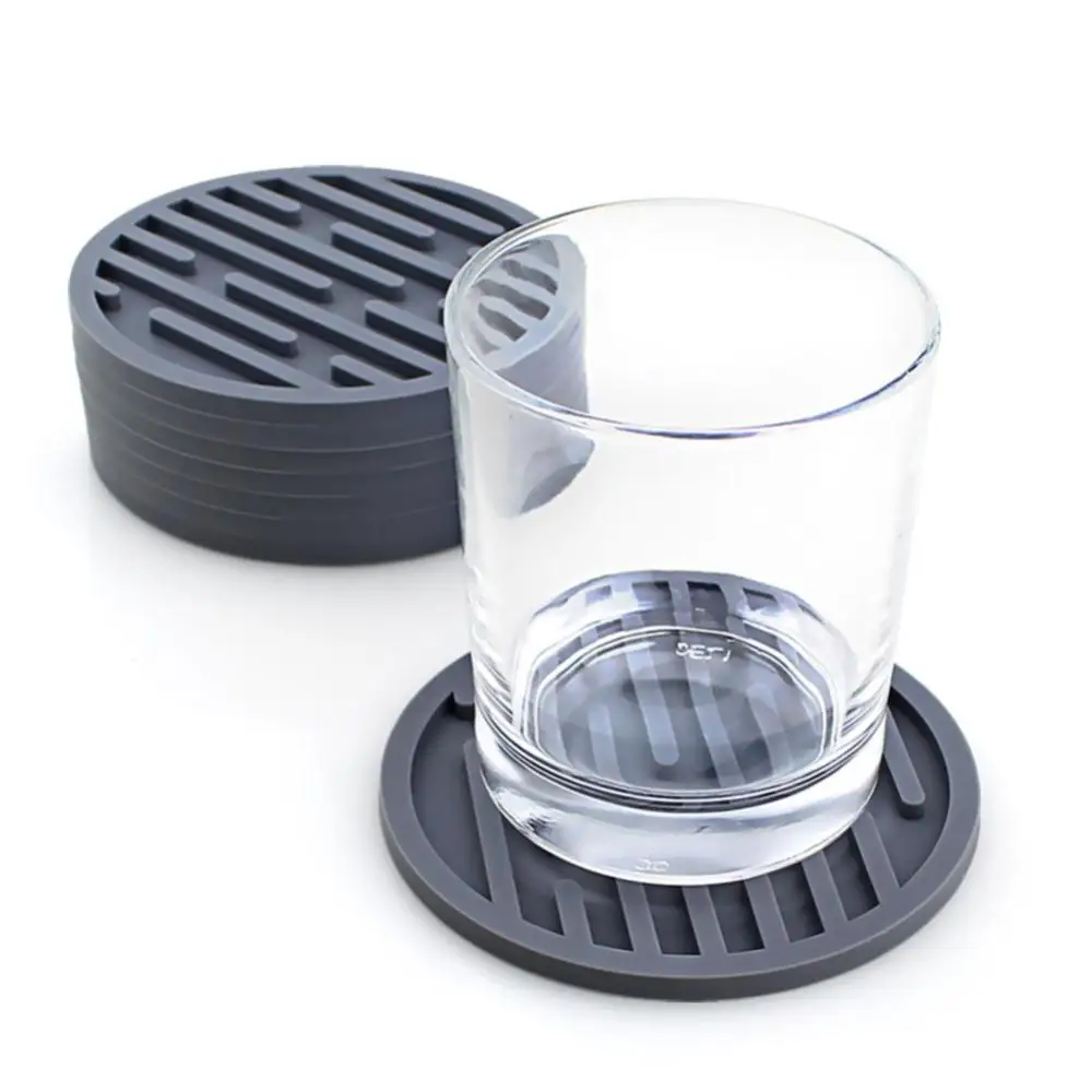 

Thickened Insulated Soft Rubber Tea Coaster Round Drainage Silicone Coaster Sliding Insulated Mat Table Decorative Coaster Mat