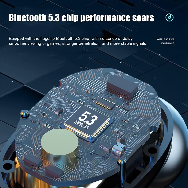 Беспроводные Bluetooth 5 3 наушники с цифровым дисплеем зарядка шумоподавление