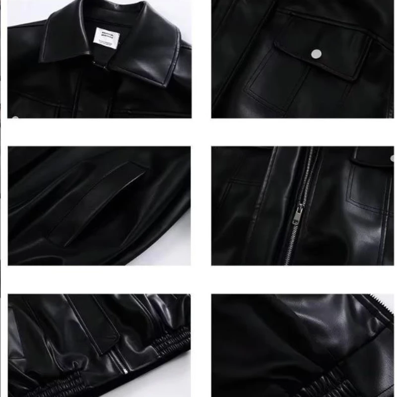 Мужская куртка из искусственной кожи в японском стиле Харадзюку мотоциклетные