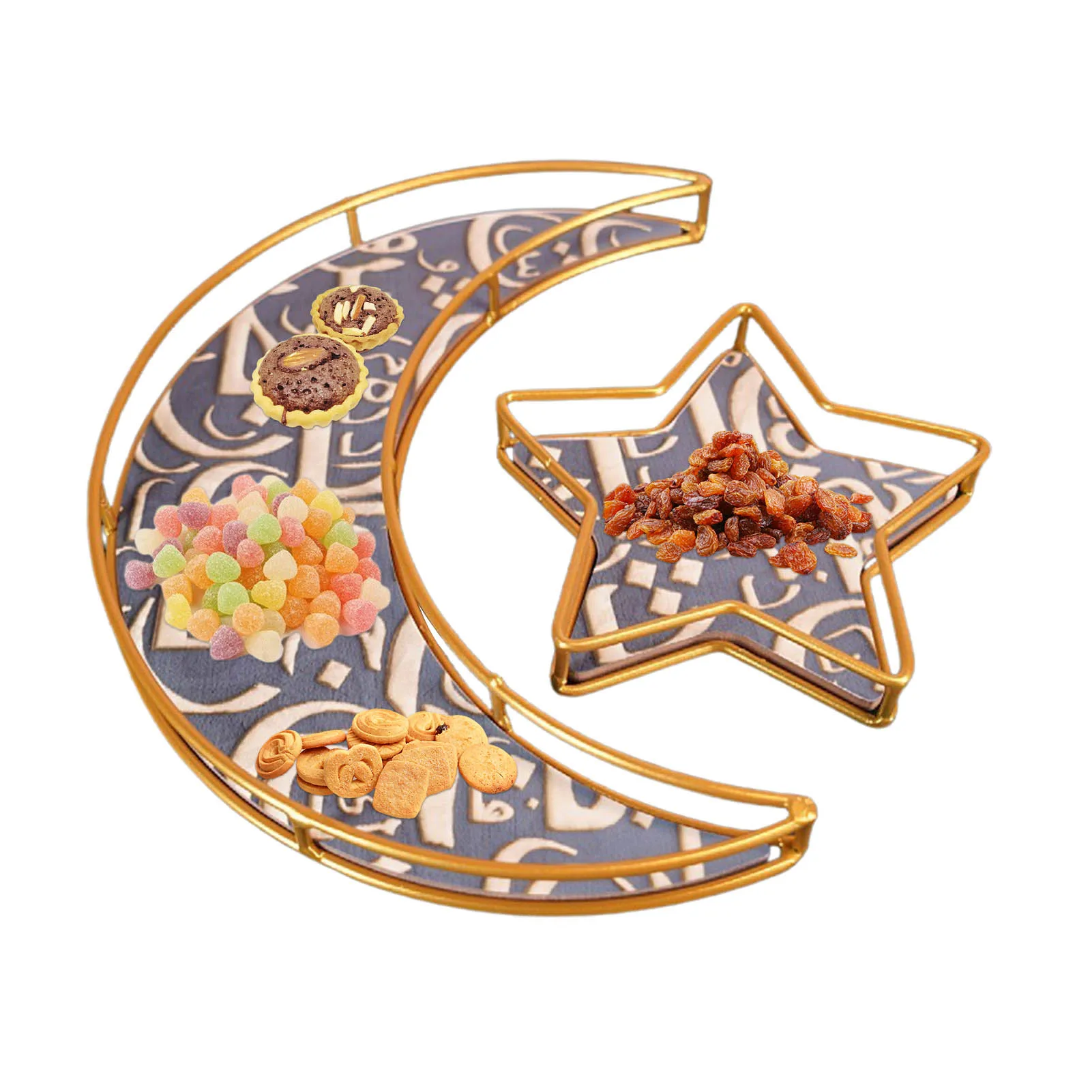 

Serving Tray Rustic Tableware Dessert Dish Moon Sun Shape Jewelry Plate Bowl Eid Mubarak Supplies For Stones And Crystals