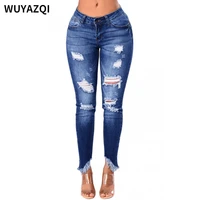 wuyazqi womens jeans new style hole personalized womens pants casual blue womens clothes sexy jeans for women