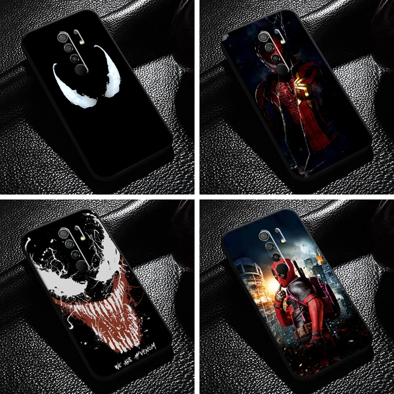 

Marvel Venom Spiderman Deadpool For Xiaomi Redmi 9 6.53 Inch Phone Case Soft Silicone Cover TPU Back Liquid Silicon Carcasa