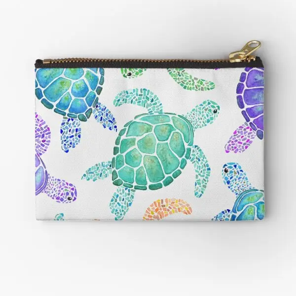 

Turtle Pattern Colour Zipper Pouches Men Socks Pure Pocket Cosmetic Coin Money Packaging Underwear Wallet Storage Panties Women
