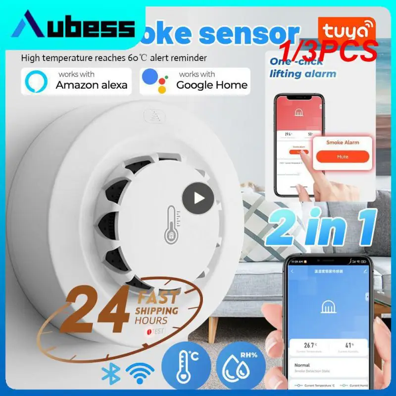 

1/3PCS Timely Temperature And Humidity Sensor Thermohygrometer 2.4ghz 2 In 1 120ma Tuya Wifi Smoke Detector