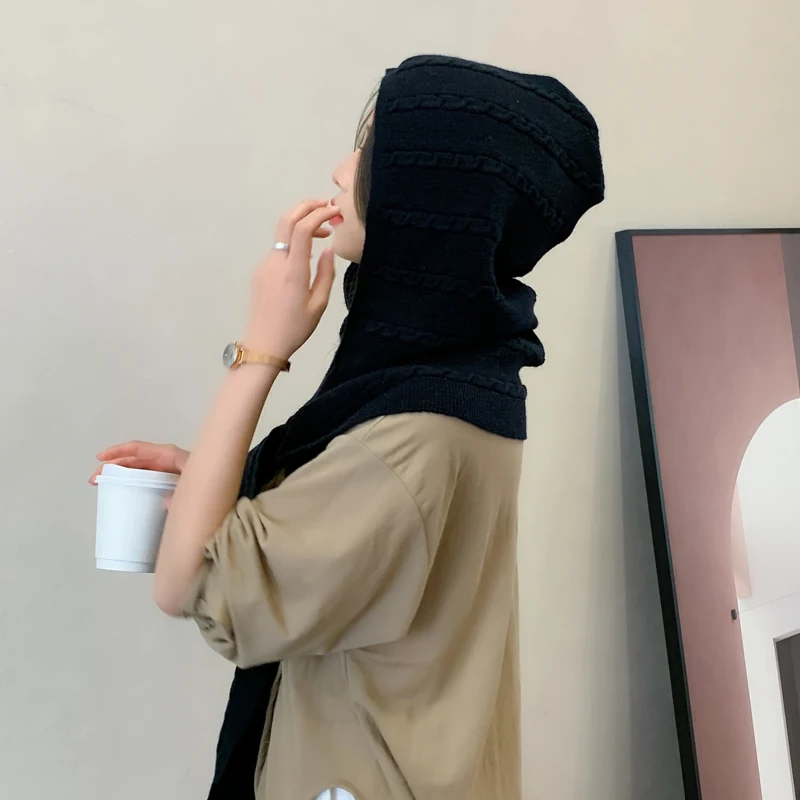 Японская и Корейская осенне-зимняя шапка шарф интегрированный Женская