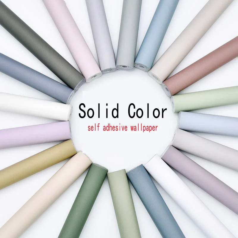 

Morandi Solid Color Wallpaper Furniture Renovation Stickers Bedroom Vinyl Film Self Adhesive Room Decoration Wall Sticker