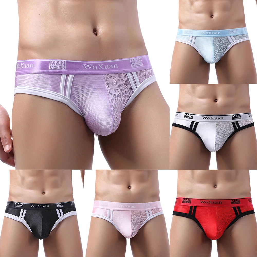 

Mens Briefs Sexy Lace Panties U-Convex Pouch G-String Thongs T Back Sissy Underwear Gay Lingerie Breathable Brief