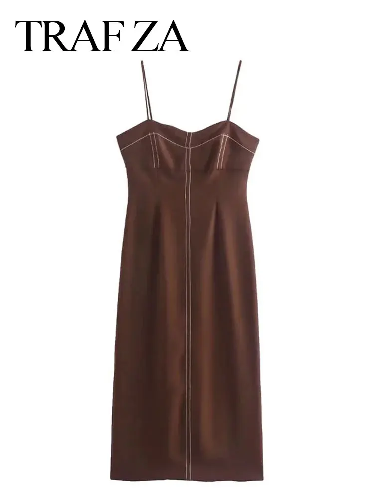 

TRAF ZA Ladies Summer Sling Dress Tube Top Backless Slim Sexy Solid Color Fashion Casual Everyday Street Party Women's Clothing