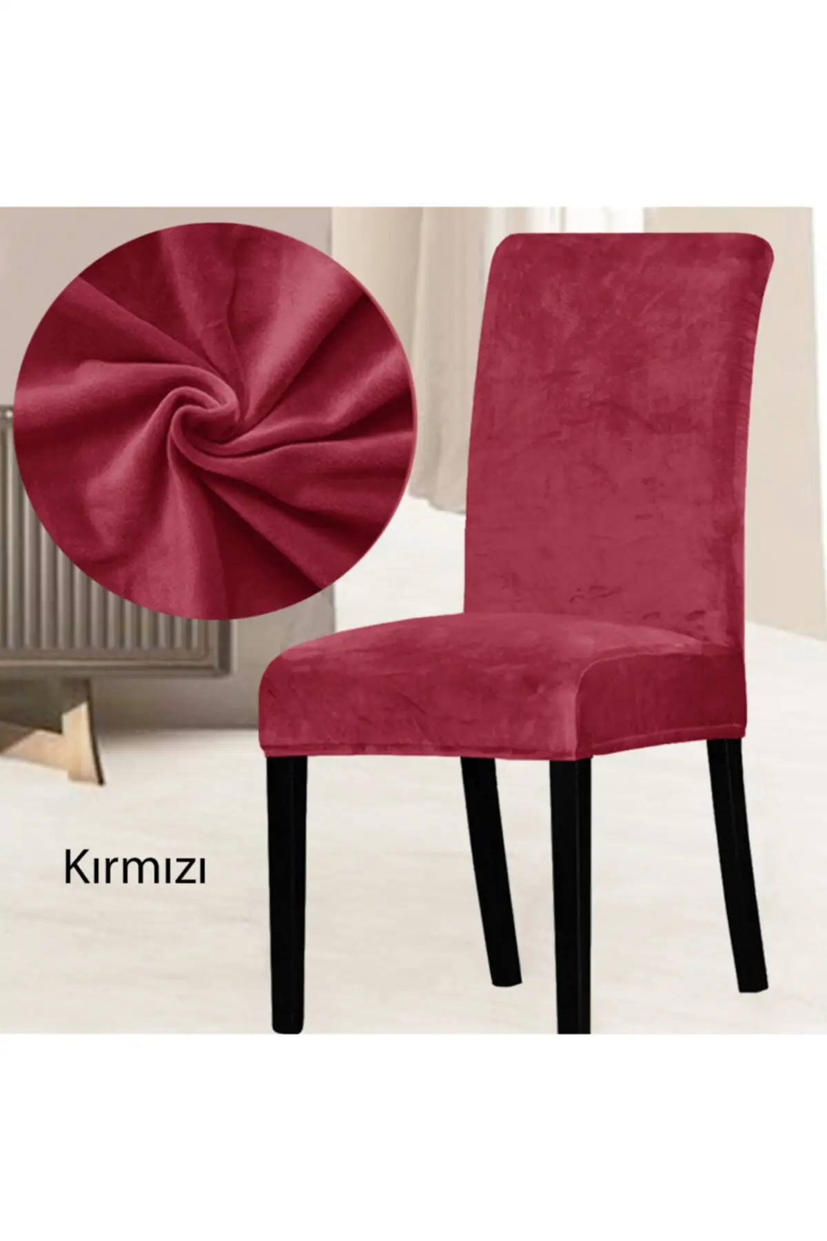 

Chair cover ". Red color. Quality, the most size lycra, elastic velvet fabric. 4-piece Polyester 35 X65 white seat