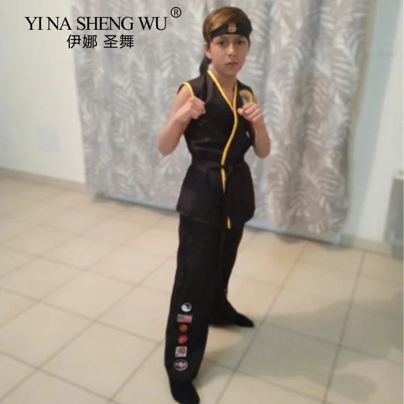 АнимеKarate Cobra Kai униформа карнавальный костюм Tory Nichols Робби Кине топ брюки повязка