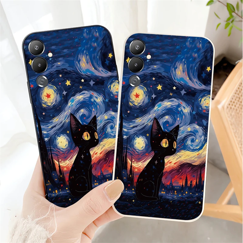 Pova 4 Звездное небо кот чехол для телефона Infinix Tecno Spark 10 7T 6 GO Camon 15 16 Pro Smart Power NEO
