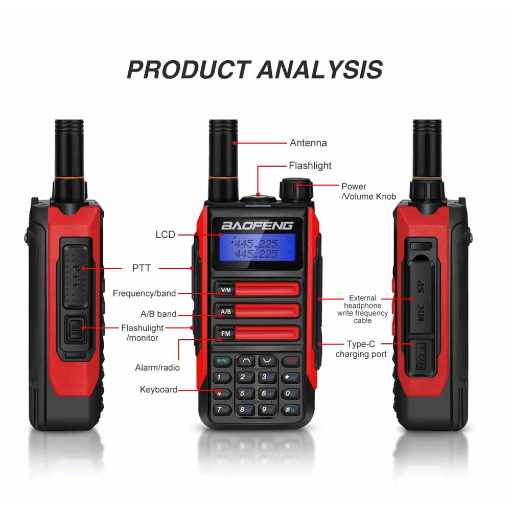 Baofeng UV16 plus Walkie Talkie 10W 5800mah 128CH VHF UHF Dual Band Two Way CB Ham Radio UV -16 plus Portable Radio Transceiver