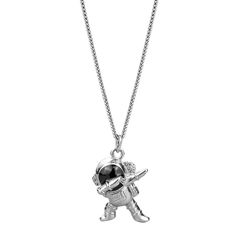 

Hip Hop Simple Accessories Astronaut Titanium Steel Necklace Trend Retro Wild Astronaut Pendant Necklace