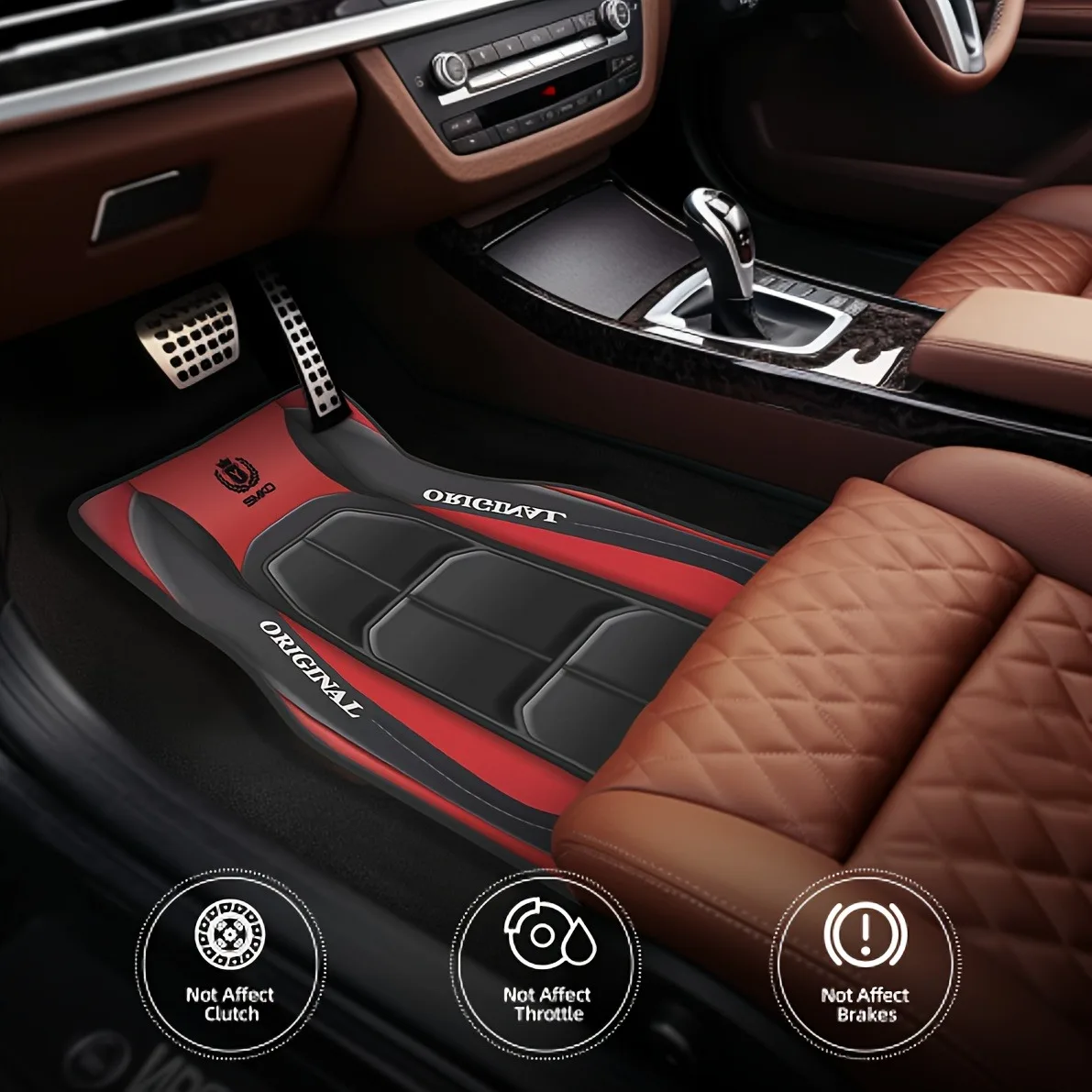 Фото 2D плоский комплект красных Y-образных автомобильных ковров из 4 предметов, прочный полиэстер, универсальный, подходит для седанов и внедорожников, идеальный подарок для водителя №4