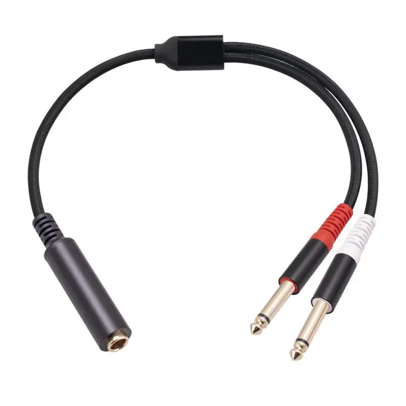 

30CM 6.35mm 1/4 Inch Stereo TRS Female To 2 Dual 6.35mm Mono TS Male Y Splitter Cable Audio Aux Cable Adapter Accessories
