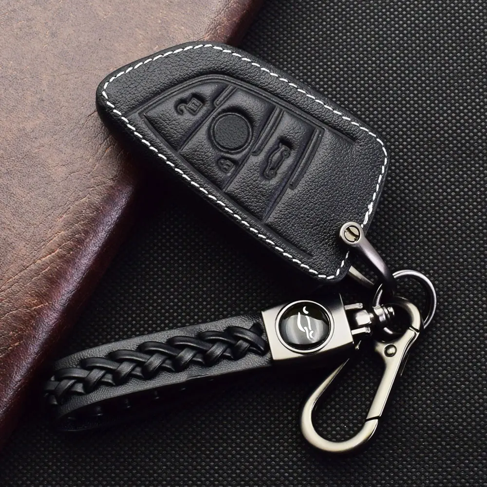 Фото Кожаный чехол для автомобильных ключей, умный чехол для ключей с дистанционным управлением для BMW E90, E91, E92, E93, E60, E61, E63, E64, E70, E71, 3, 5, 6, Серия X5, X6,... №5