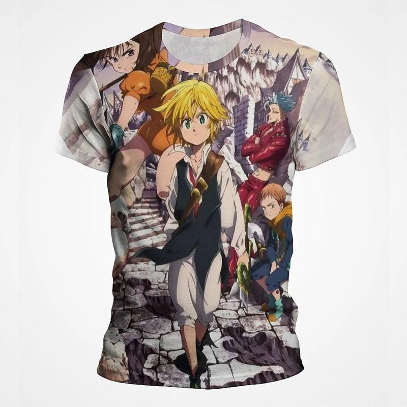 

Full-covered Printed The Seven Deadly Sins Graphic T-shirt Men Summer Streetwear T Shirts Anime Quick Drying Clothes for Female