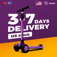 allek kick scooter b03 lean n glide 3 wheeled push scooter with extra wide pu light up wheels for children 3 12yrs purple