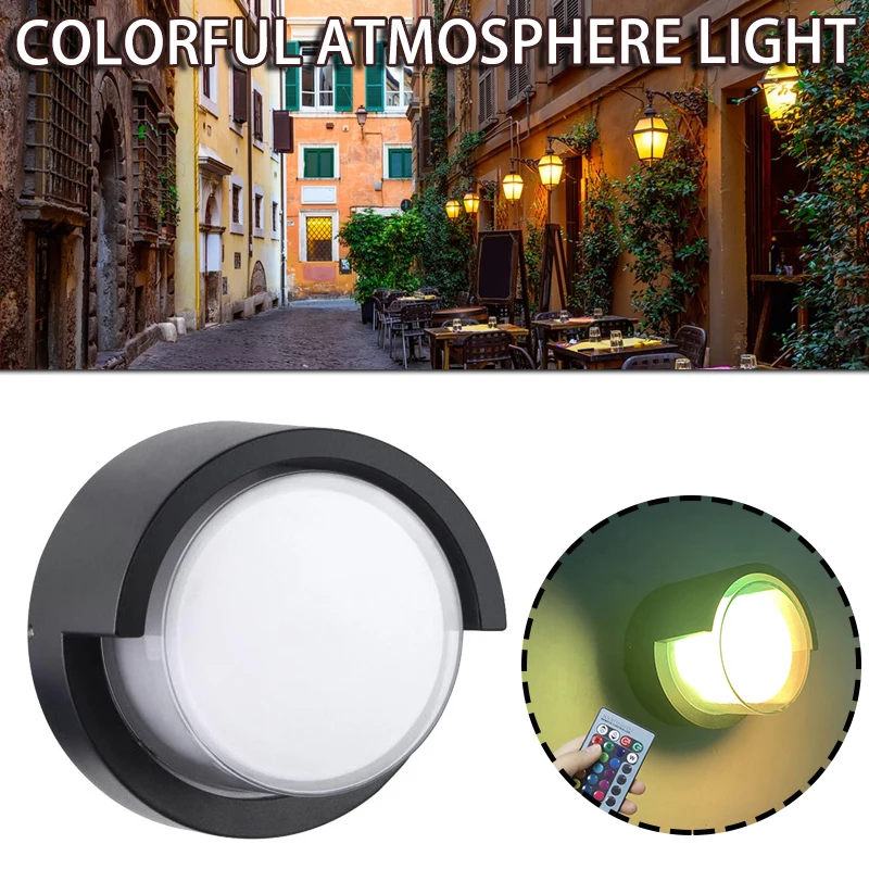 

Умная настенная лампа RGB, светильник с регулируемой яркостью, IP65, водонепроницаемое круглое бра для сада, двора, осветительный прибор