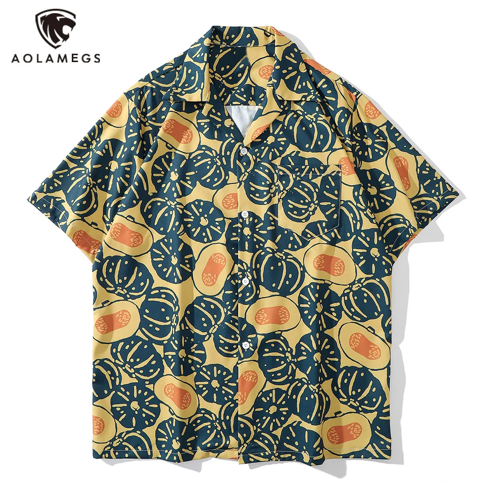 

Гавайские пляжные рубашки Harajuku Мужская Y2K желтая рубашка Летняя Высокая уличная мода Мужская одежда повседневные крутые тонкие уличные Топ...