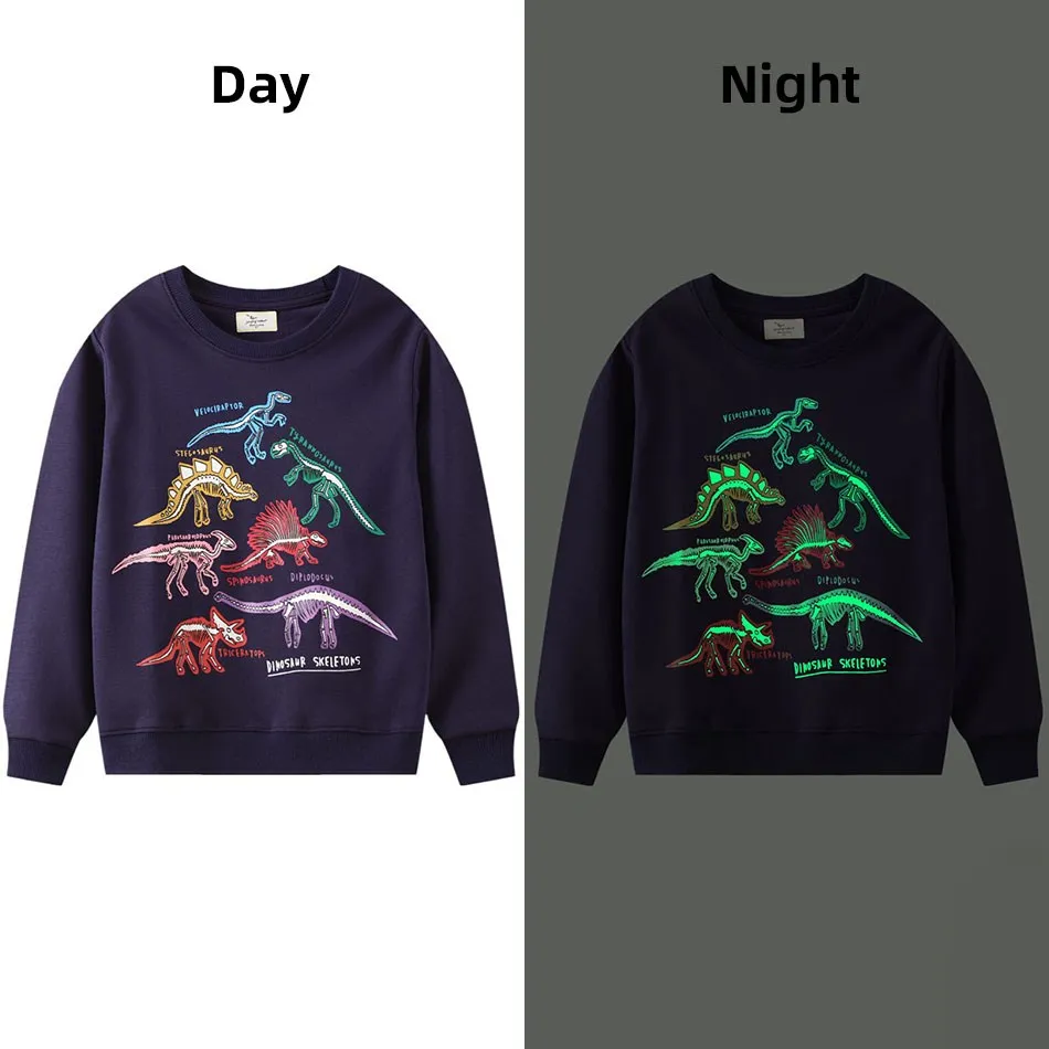 

Children Luminous Dinosaur Sweatshirt Autumn Boy Girl Clothes Baby Pullover Jersey Unicorn Sharks Outerwear Sport Coat 2-7 Years