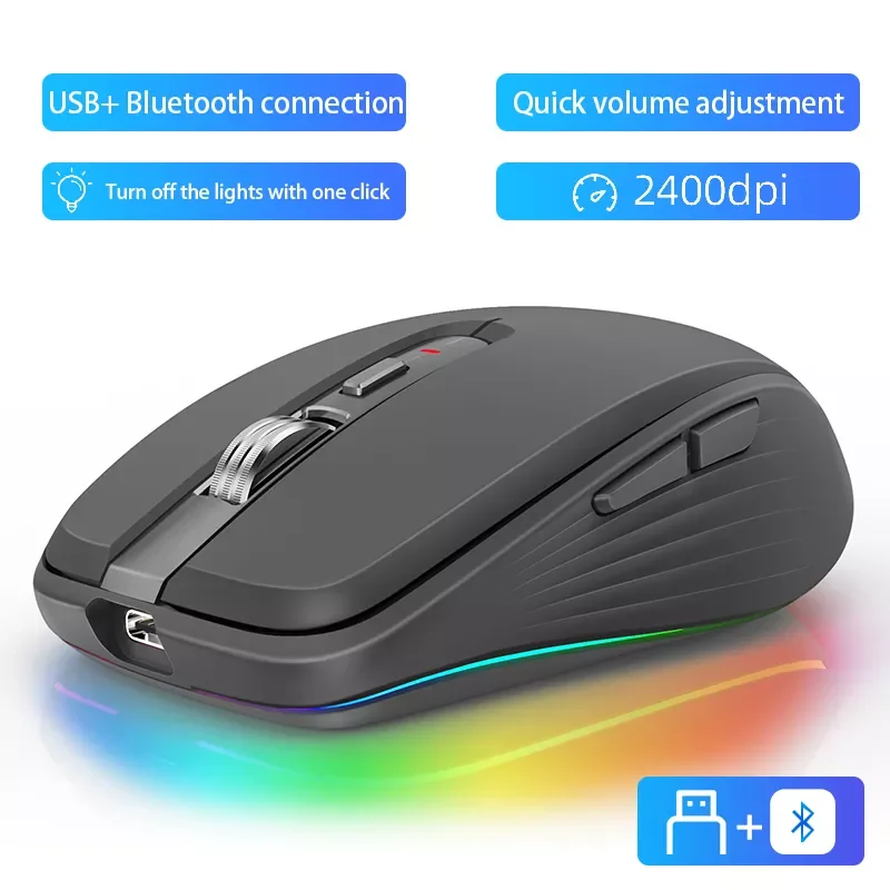 

Wireless Mouse Bluetooth 5.0 Rechargeable Silent Multi Arc Touch Mice Ultra-thin Magic Mouse For Laptop Ipad Mac PC Macbook