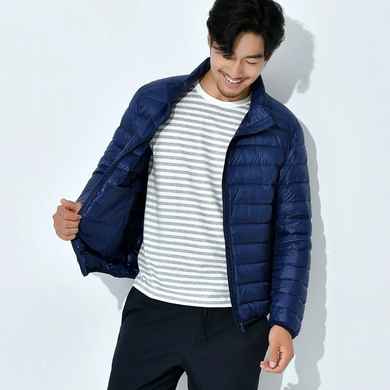 Winter Autumn and Winter White Duck Down Jacket Men's Short Thin Light Business Trend Hooded White Duck Down Men's Jacket