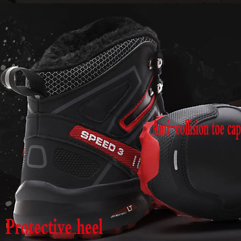 R.XJIAN Men's High-top Winter Hiking Shoes Plush Warm Lining Outdoor Cotton Shoes Snow Boots Shoes Outdoor Sports Casual Shoes M