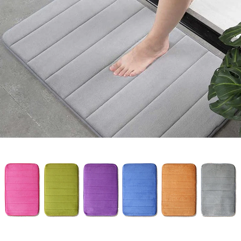 

Home Bath Mat Coral Fleece Carpet Water Absorption Non-Slip Washbasin Bath Side Shower Memory Foam Toilet Floor Mat
