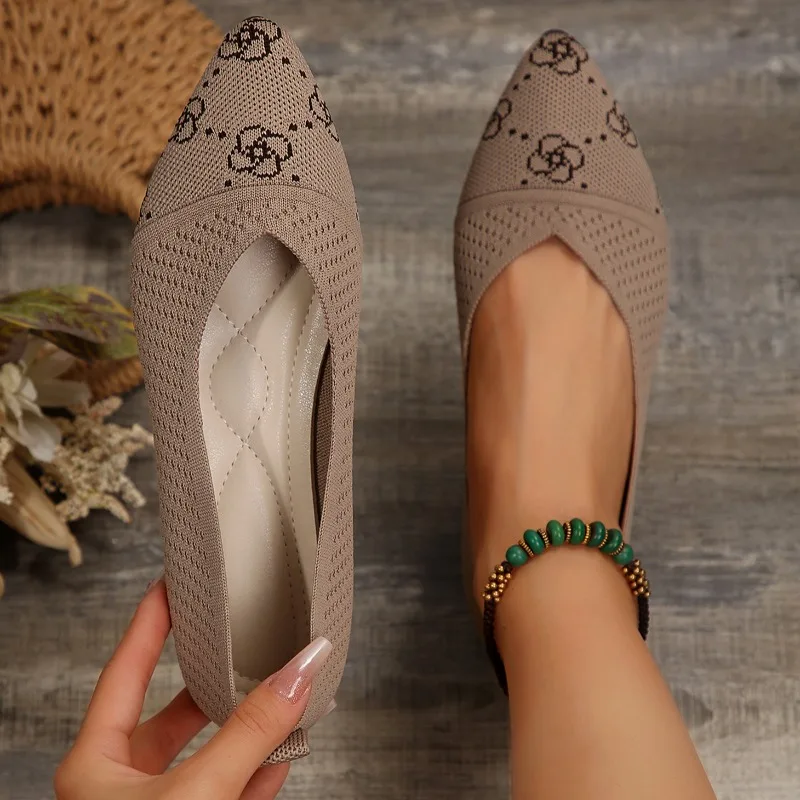 Женские туфли заостренный носок модная плоская подошва Леопардовый цвет без