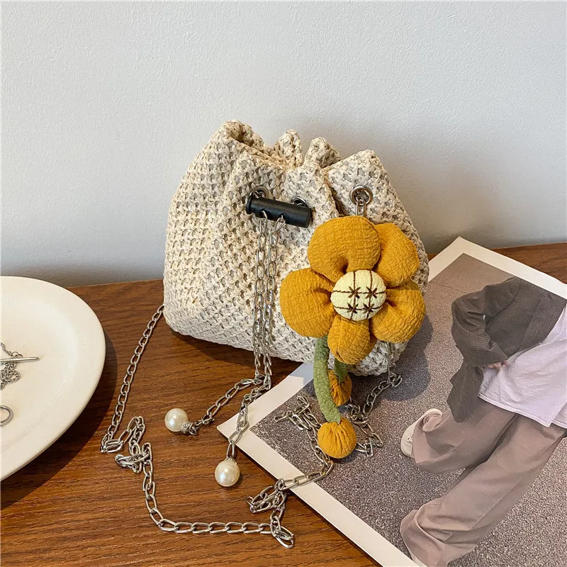 

Popular Woven Handbags for Women 2022 New Fashion Portable Shoulder Bags Simple Casual Straw Crossbody Bags Elegant Bags
