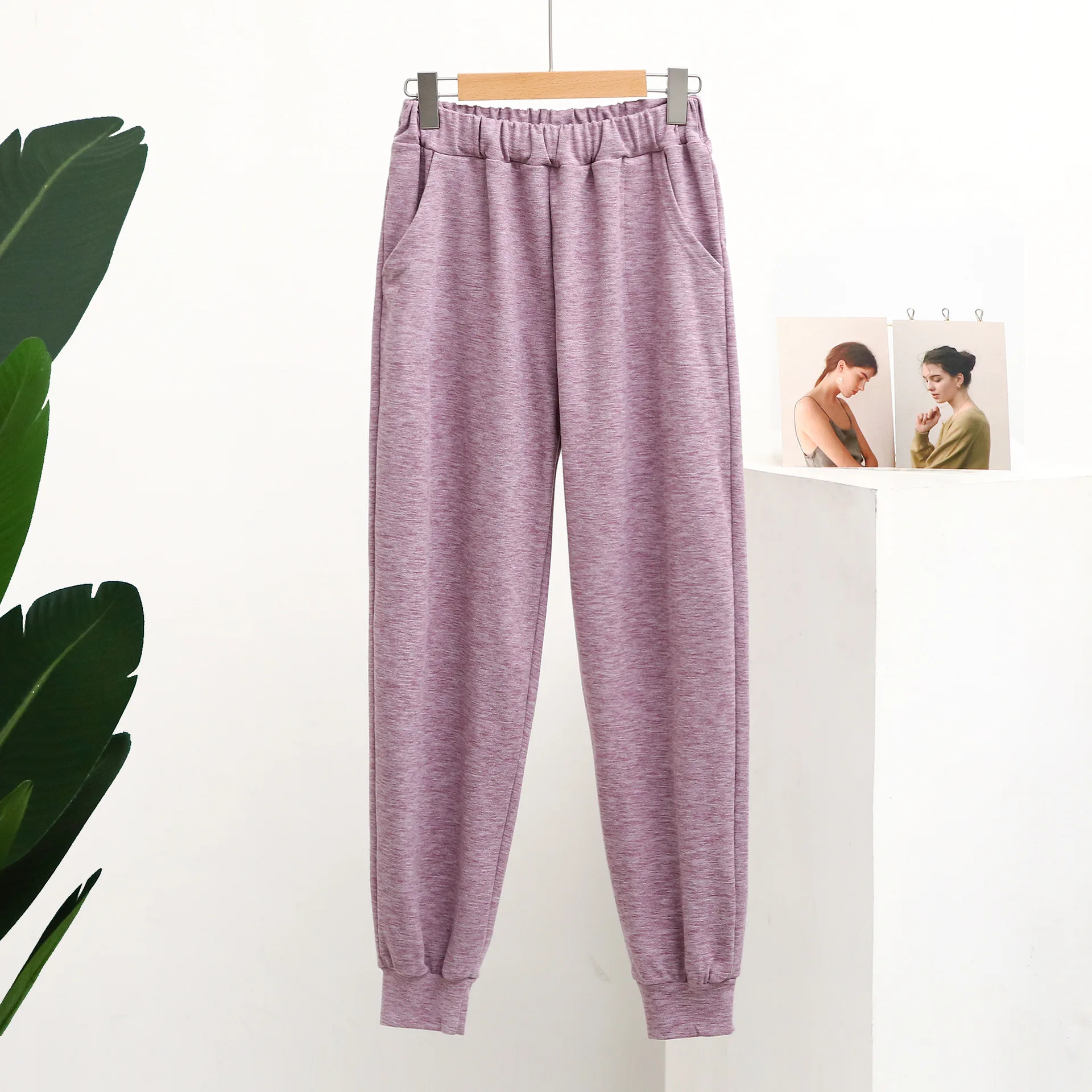 Women Loungewear Underwear Autumn/ Winter Fantasy Color Plane German Velvet House Pants Thickening High Waist Leisure Trousers