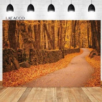 laeacco autumn mountain road deciduous scenery photo background yellow fall leaves forest view kid portrait photography backdrop