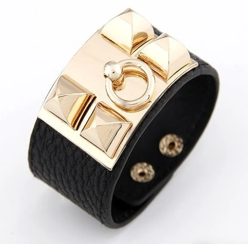 

Exaggerated Punk Bracelet Unique Rivet Stud Wide Cuff Leather Gothic Rock Unisex Bangle Bracelet Christmas Gift 5Colors