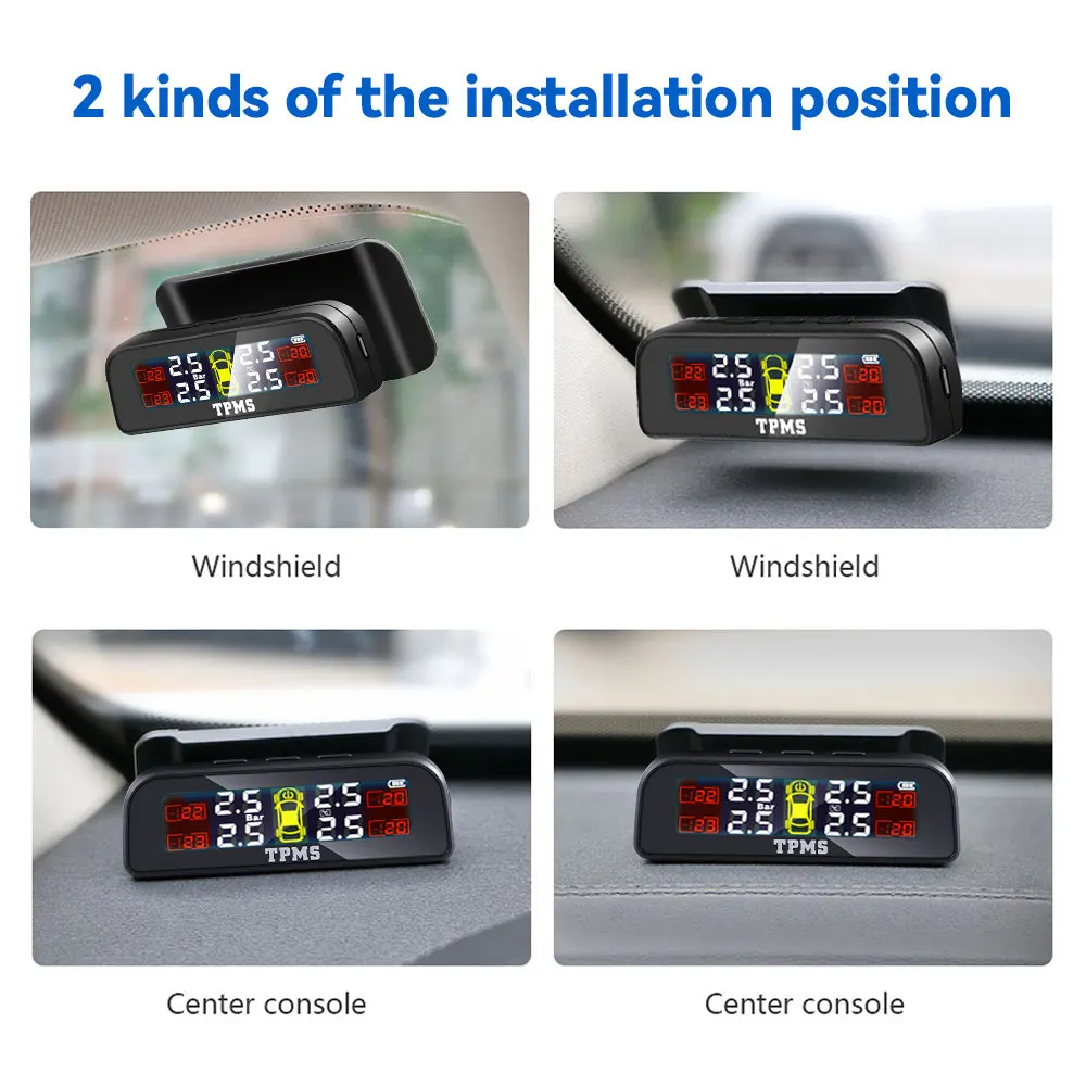 Система контроля давления в шинах TPMS на солнечной батарее с цифровым ЖК-дисплеем