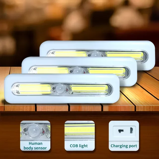

Ночсветильник с датчиком движения, беспроводной светодиодный, с зарядкой через USB, для спальни, кухни, автомобиля, кабинета, чулана, лестницы