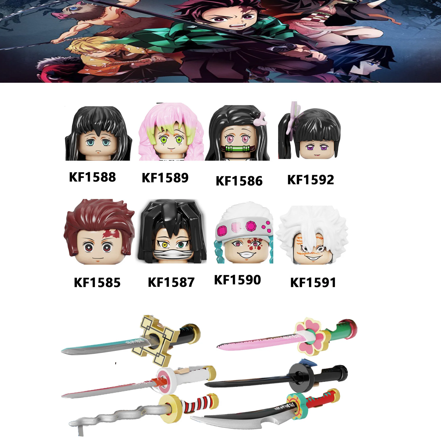 

KF6146 Demon Slayer Figures Blocks Kamado Tanjirou Kamado Nezuko Iguro Obanai Bricks Building Blocks Diy Assembly Model Toys