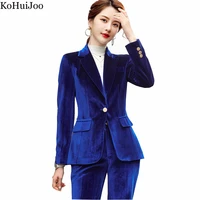 black blue velvet blazer women 2022 spring autumn long sleeve business suit jacket formal double breasted blazer coats big size